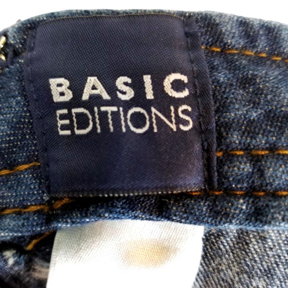 Basic Editions Women's Denim Maxi Skirt Embroidered Flowers Dark Wash Size 12 - Picture 9 of 16